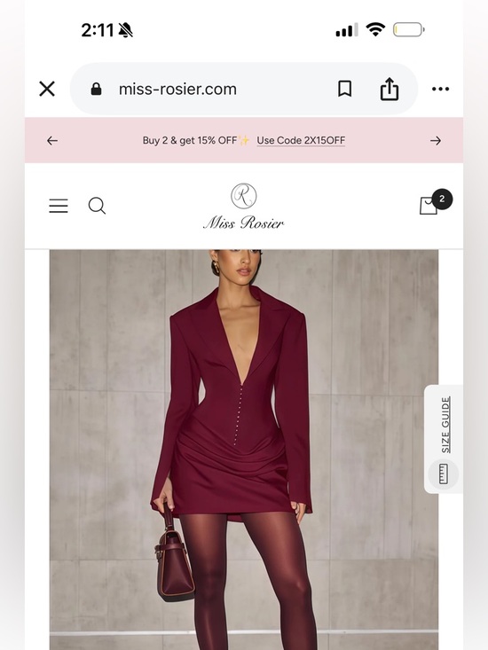 Miss Rosier Dresses & Skirts - Miss Rosier Burgundy Plunge Blazer Mini Dress